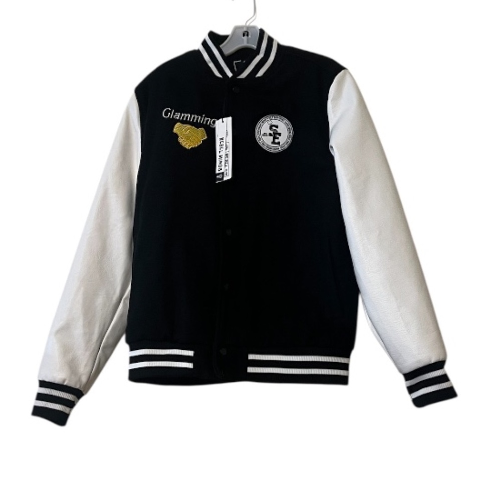 NWOT Rebel Minds /"Glamming Sisters" Brand, Black Varsity Women's Jacket, Small - Picture 3 of 12
